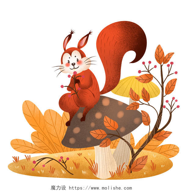 世界动物日九月你好卡通手绘秋天的松鼠素材
